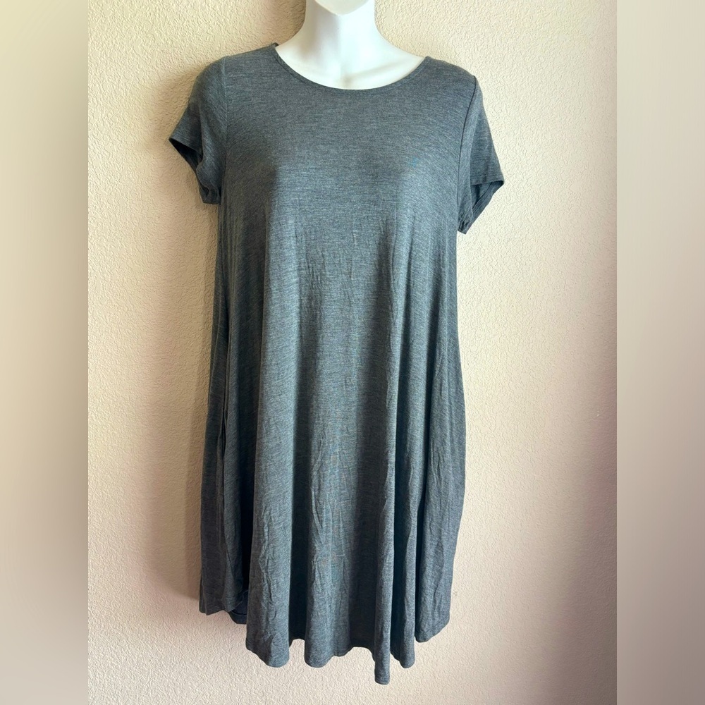 NWT Mittoshop Green Label Bamboo EcoFriendly Gray Pocketed Trapeze TShirt Dress